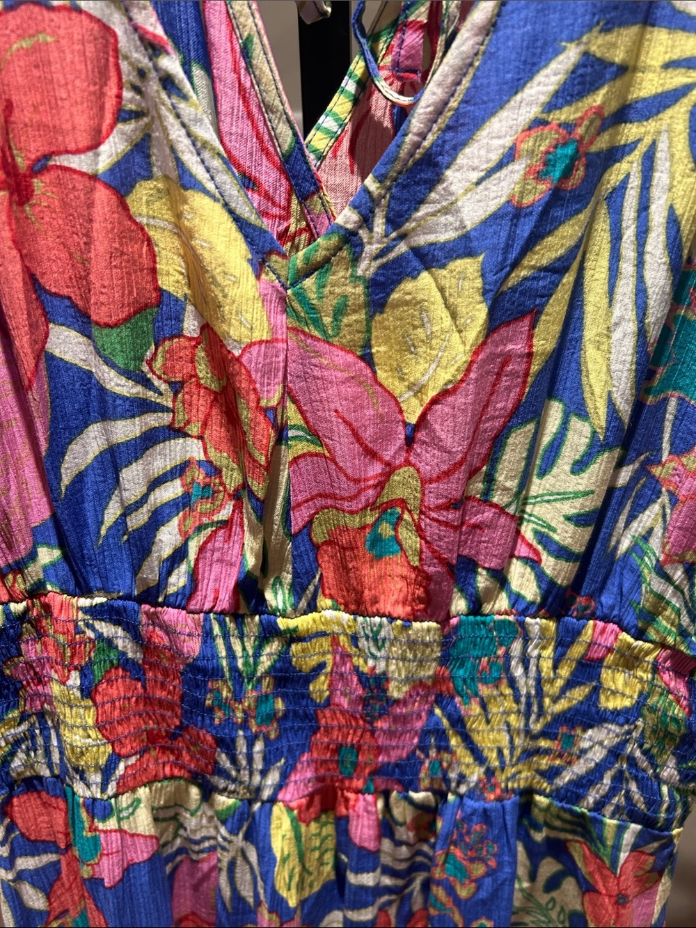Easel Floral Tie-Back One-Piece Dress in Blue - Picture 3 of 5